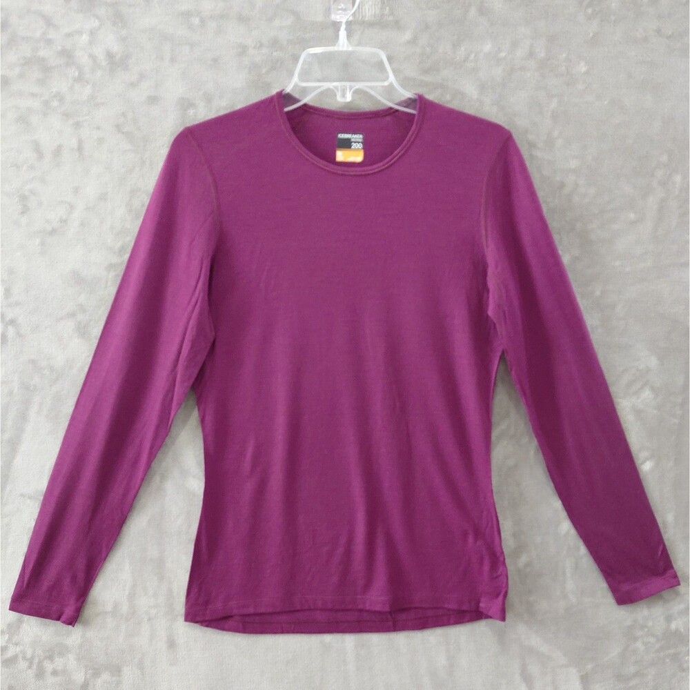 ICEBREAKER Merino 200 Wool Base Layer Top Women's Medium Maroon Long Sleeves EUC